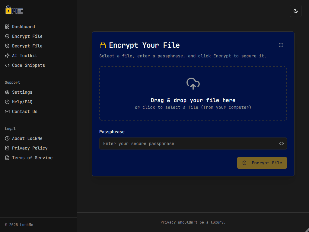 LockMe App Screenshot 2 - Encryption Process